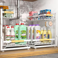 2-Pack Adjustable Height Two-Tier Under-Sink Organizer and Storage Solution