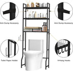 Stylish Over The Toilet Storage Organizer - Maximize Your Bathroom Space with 3 Tiers and Hooks