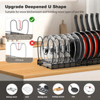 Pot and Pan Organizer Rack for Cabinet Expandable Pot Lid Organizer Holder with 10 Adjustable Dividers