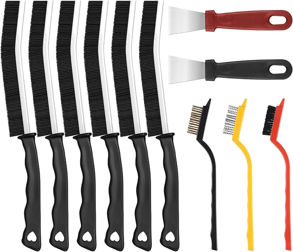Crevice Cleaning Brush, 11PCS Multifunctional Cleaning Brush Practical Tools Gap Cleaning Hard Bristle Crevice Cleaning Brushes Cleaning Scrapers for Household Bathroom Tiles Bathroom Kitchen Cleaning