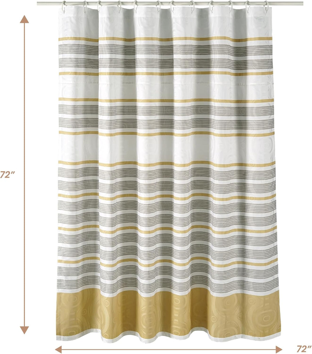 Cotton Shower Curtain, Jacquard, Beige, Water Resistant
