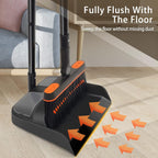 Broom and Dustpan Set for Home, Long Handle Lightweight 180 Degree Rotating Broom Set Indoor, Upright Standing Dust Pan with Comb Teeth, Store Sweep Set for Room Kitchen Office Lobby