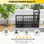 Kitchen Rust-Resistant Metal Sink Caddy Organizer with Brush Holder - Stylish Kitchen Sponge Holder for a Clutter-Free Sink Area