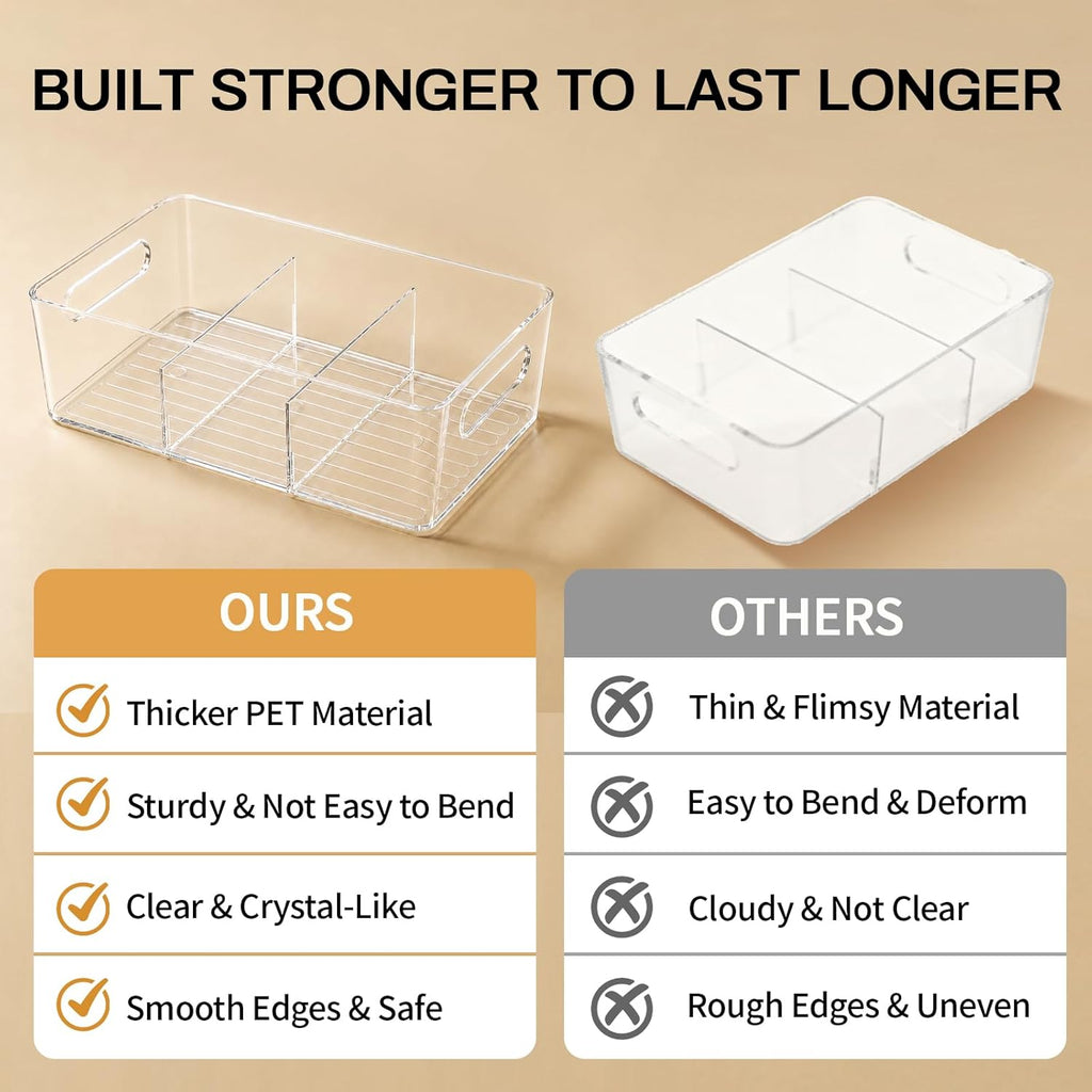 8-Pack Pantry Organizers and Storage, Clear Fridge Organizer Bins