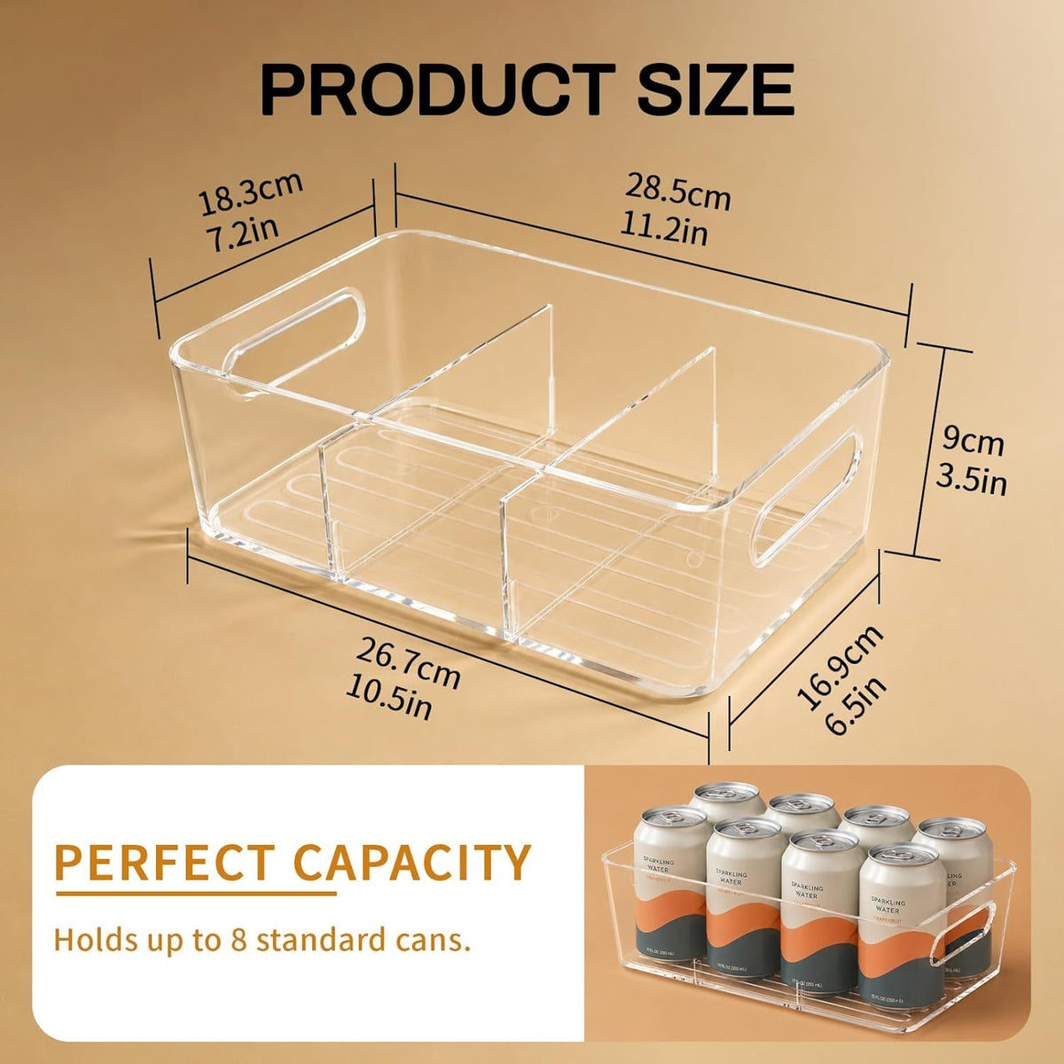 8-Pack Pantry Organizers and Storage, Clear Fridge Organizer Bins