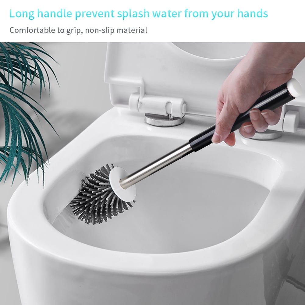 Toilet Brush and Caddy Holder with Silicone Bristles for Efficient Bathroom Cleaning
