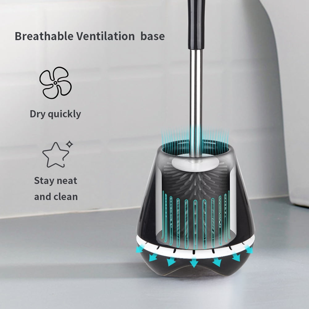 Toilet Brush and Caddy Holder with Silicone Bristles for Efficient Bathroom Cleaning
