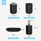 Black Bathroom Accessories Set 4 PCS, Black Bathroom Accessories