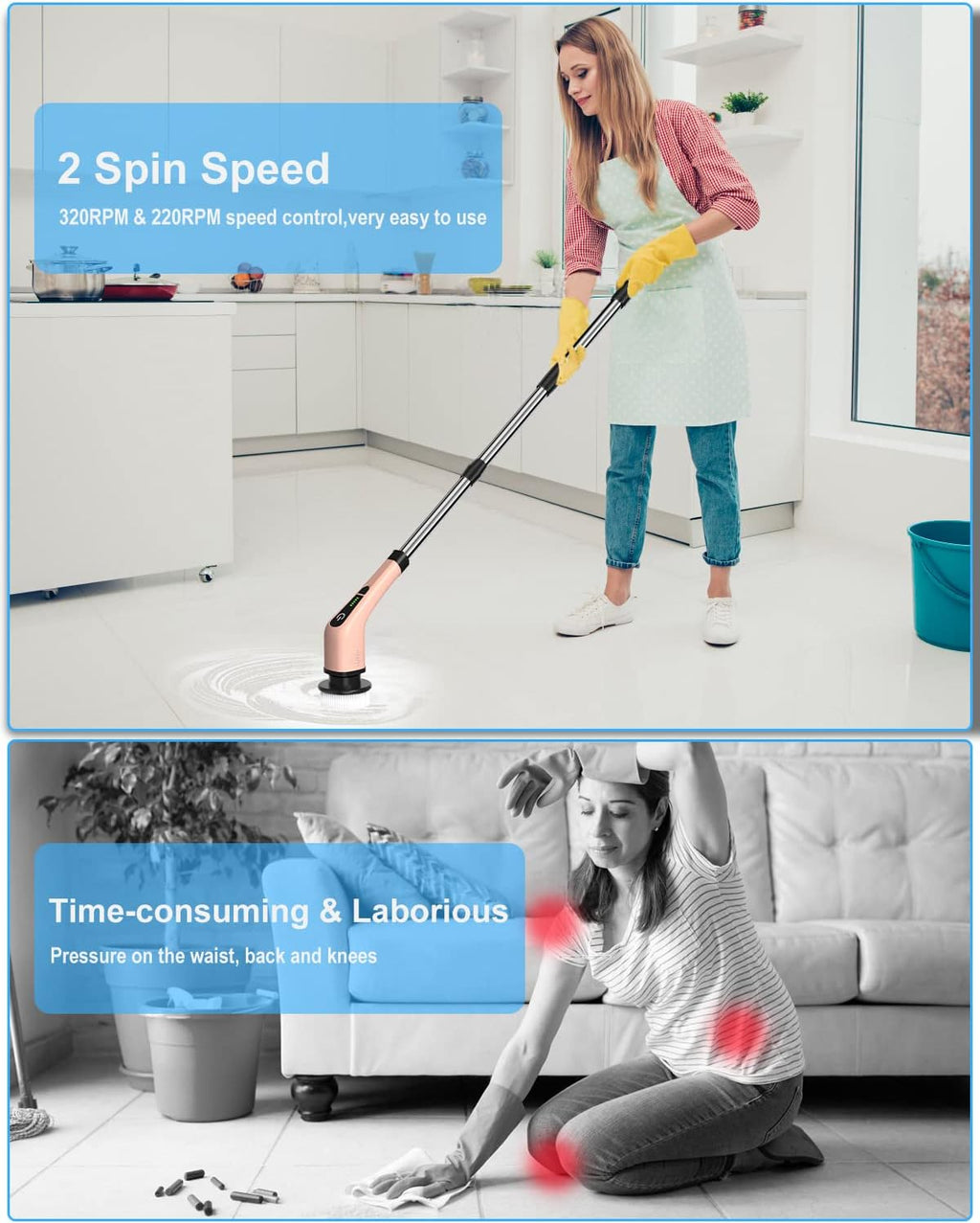 ANS-8050 Electric Spin Scrubber + Extra 7PCS Replacement Brush Heads