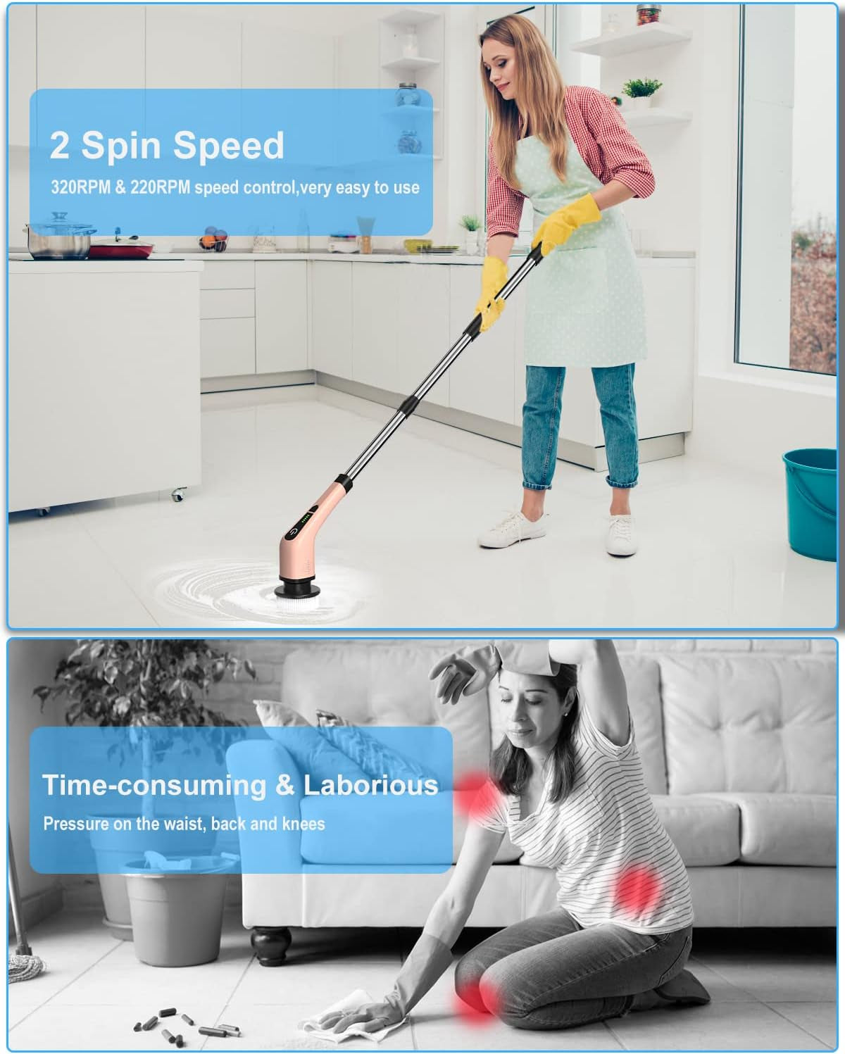 ANS-8050 Electric Spin Scrubber + Extra 7PCS Replacement Brush Heads