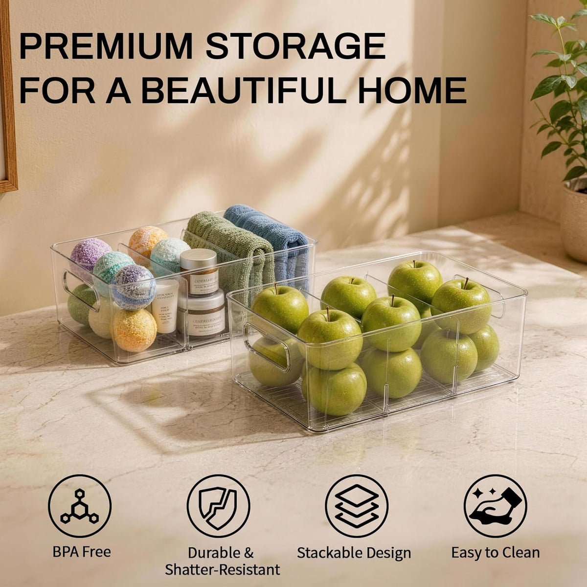 8-Pack Pantry Organizers and Storage, Clear Fridge Organizer Bins