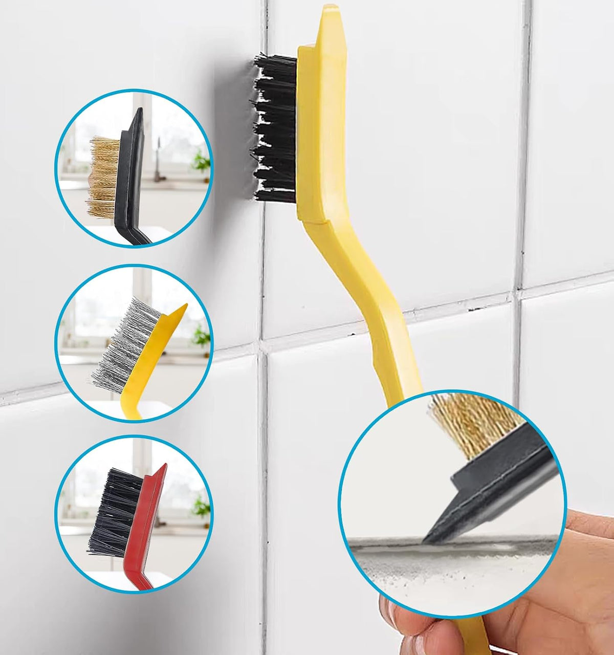 Crevice Cleaning Brush, 11PCS Multifunctional Cleaning Brush Practical Tools Gap Cleaning Hard Bristle Crevice Cleaning Brushes Cleaning Scrapers for Household Bathroom Tiles Bathroom Kitchen Cleaning