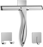 Effortless Cleaning with Our All-Purpose Stainless Steel Shower Squeegee - Includes 2 Adhesive Hooks for Convenient Storage