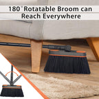 Broom and Dustpan Set for Home, Long Handle Lightweight 180 Degree Rotating Broom Set Indoor, Upright Standing Dust Pan with Comb Teeth, Store Sweep Set for Room Kitchen Office Lobby