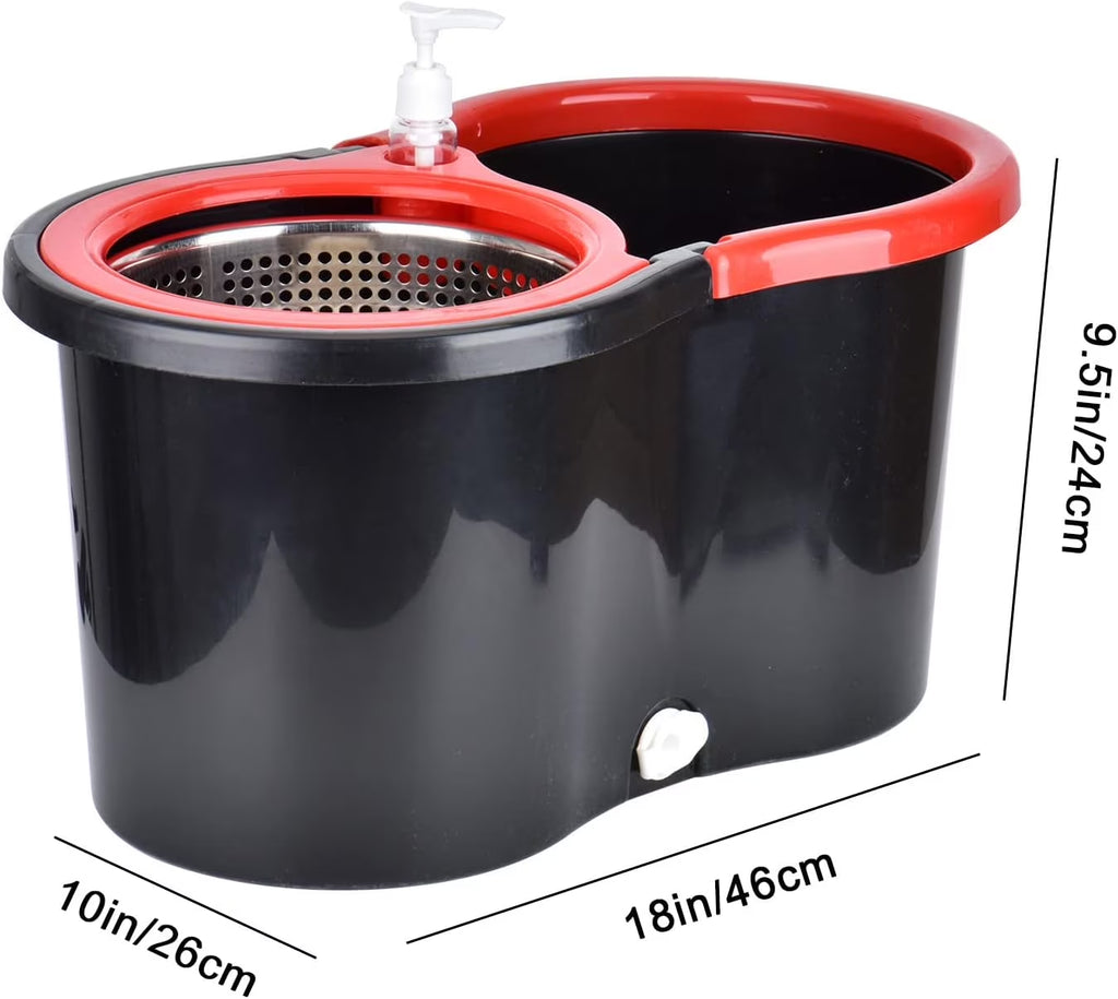 Spin Mop and Bucket Set, 360° Spin Mop and Bucket with Wringer Set and 3 Microfiber Mop Replacement Heads Refills, 61" Stainless Steel Extended Handle Spinning Mop Bucket System for Floor Cleaning