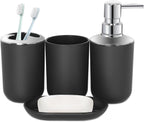 Black Bathroom Accessories Set 4 PCS, Black Bathroom Accessories