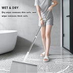 Rubber Floor Squeegee for Smooth Surface Concrete Floor, Tile Floor, Heavy Duty Garage Shower Floor Squeegee Broom for Removing Water, Commercial Scrubber Mop with Adjustable Long Handle (XL)