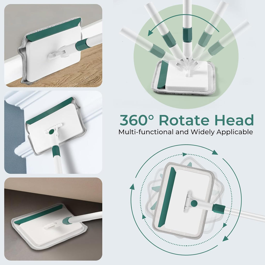Baseboard Cleaner Tool with 60" Extendable Handle, 5 Reusable Pads