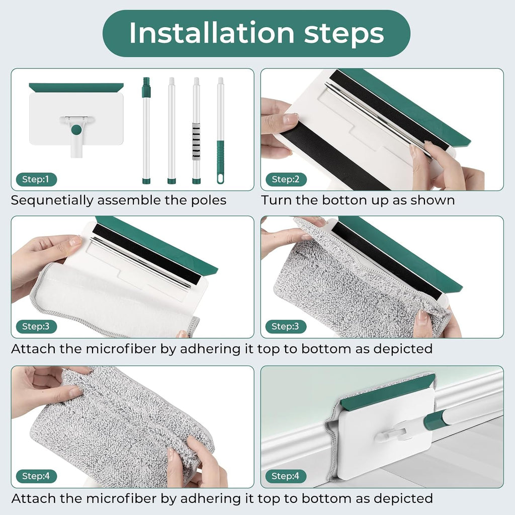Baseboard Cleaner Tool with 60" Extendable Handle, 5 Reusable Pads