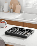 Maximize Your Space with the Elegant Expandable Bamboo Silverware Organizer - Ideal for Kitchen and Beyond!