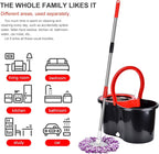 Spin Mop and Bucket Set, 360° Spin Mop and Bucket with Wringer Set and 3 Microfiber Mop Replacement Heads Refills, 61" Stainless Steel Extended Handle Spinning Mop Bucket System for Floor Cleaning