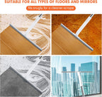 Rubber Floor Squeegee for Smooth Surface Concrete Floor, Tile Floor, Heavy Duty Garage Shower Floor Squeegee Broom for Removing Water, Commercial Scrubber Mop with Adjustable Long Handle (XL)