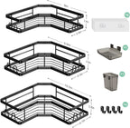 Corner Shower Caddy Bathroom Organizer: Stainless Steel Adhesive Shower Rack - 3Pack No Drilling Shower Shelf - Rustproof Bathtub Organizer