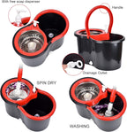 Spin Mop and Bucket Set, 360° Spin Mop and Bucket with Wringer Set and 3 Microfiber Mop Replacement Heads Refills, 61" Stainless Steel Extended Handle Spinning Mop Bucket System for Floor Cleaning