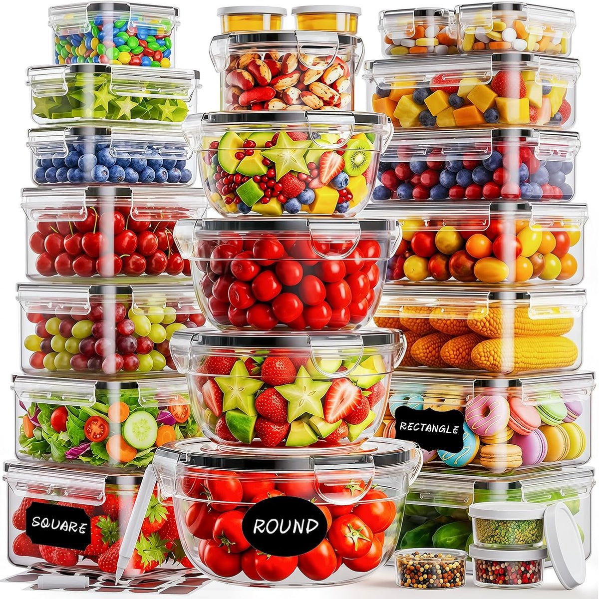Ultimate 50 PCS BPA-Free Food Storage Containers Set – 25 Lids for Freshness and Convenience