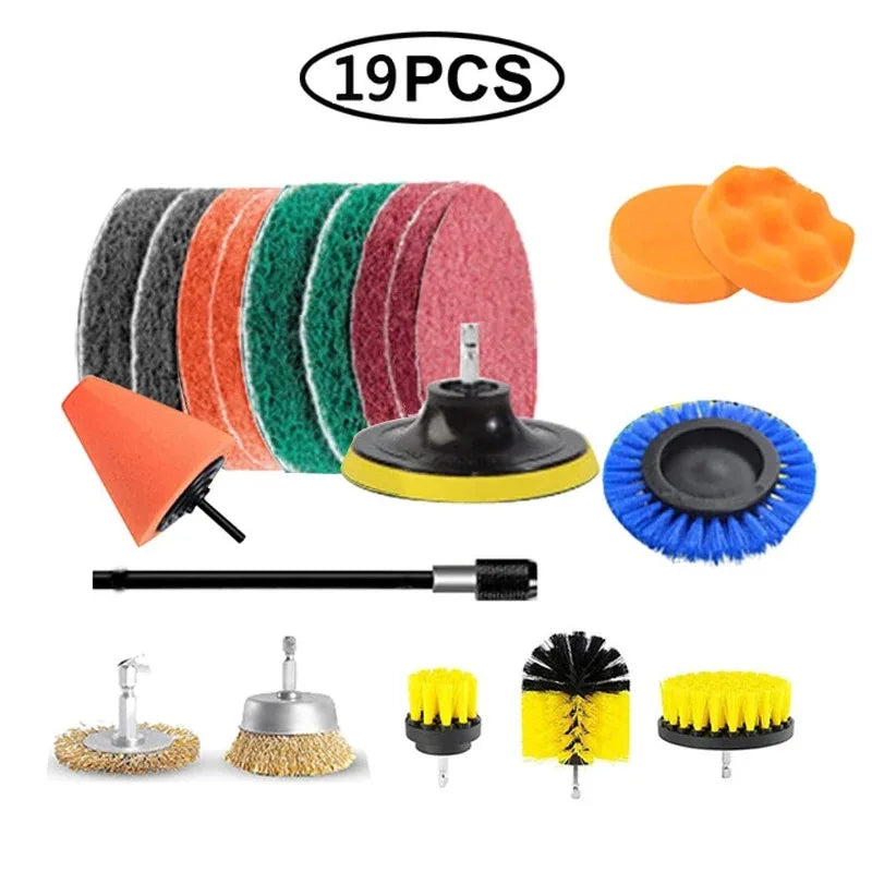 Electric Drill Brush Accessory Set for Automotive, Kitchen, and Bathroom Cleaning