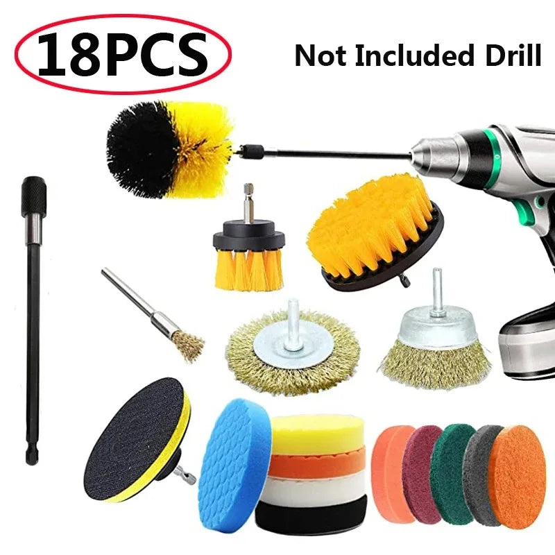 Electric Drill Brush Accessory Set for Automotive, Kitchen, and Bathroom Cleaning