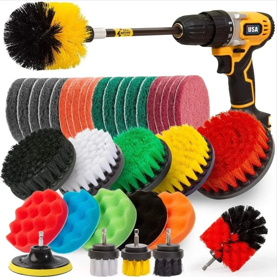 Electric Drill Brush Accessory Set for Automotive, Kitchen, and Bathroom Cleaning