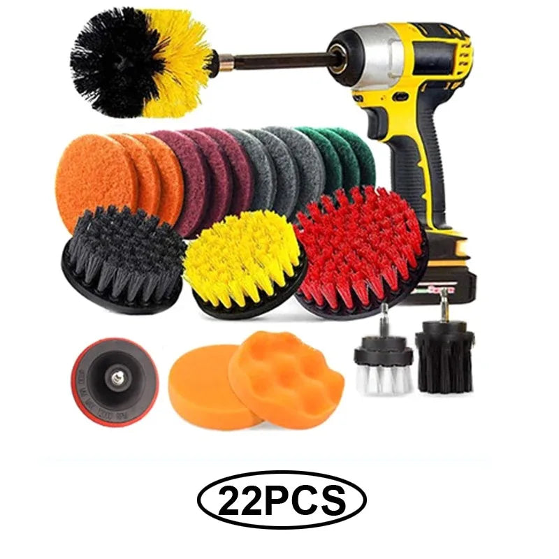 Electric Drill Brush Accessory Set for Automotive, Kitchen, and Bathroom Cleaning
