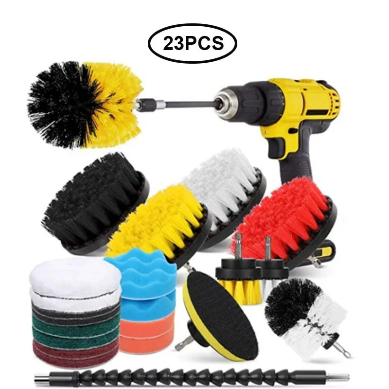 Electric Drill Brush Accessory Set for Automotive, Kitchen, and Bathroom Cleaning