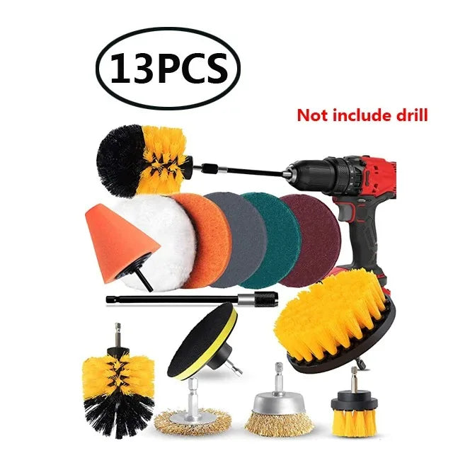 Electric Drill Brush Accessory Set for Automotive, Kitchen, and Bathroom Cleaning
