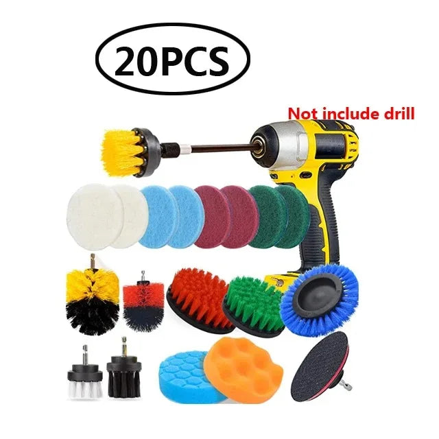 Electric Drill Brush Accessory Set for Automotive, Kitchen, and Bathroom Cleaning