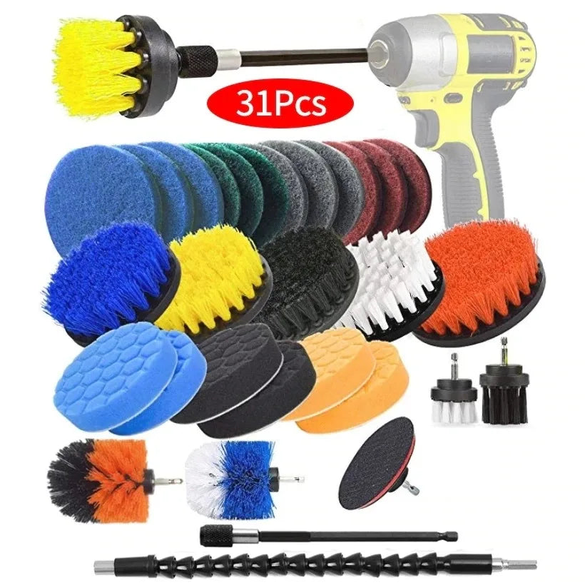 Electric Drill Brush Accessory Set for Automotive, Kitchen, and Bathroom Cleaning