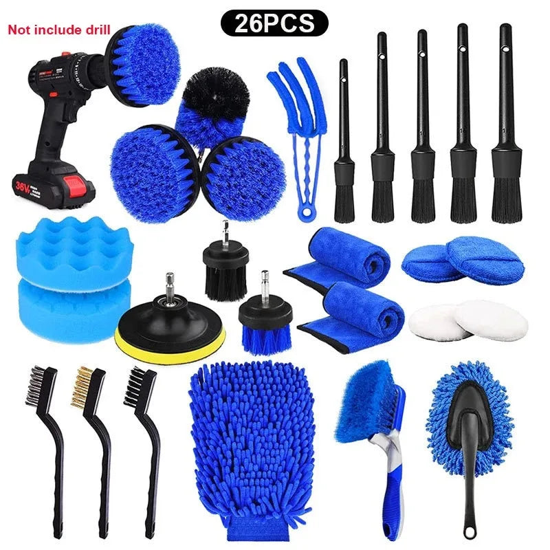Electric Drill Brush Accessory Set for Automotive, Kitchen, and Bathroom Cleaning