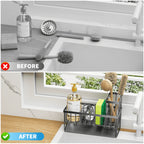 Kitchen Rust-Resistant Metal Sink Caddy Organizer with Brush Holder - Stylish Kitchen Sponge Holder for a Clutter-Free Sink Area