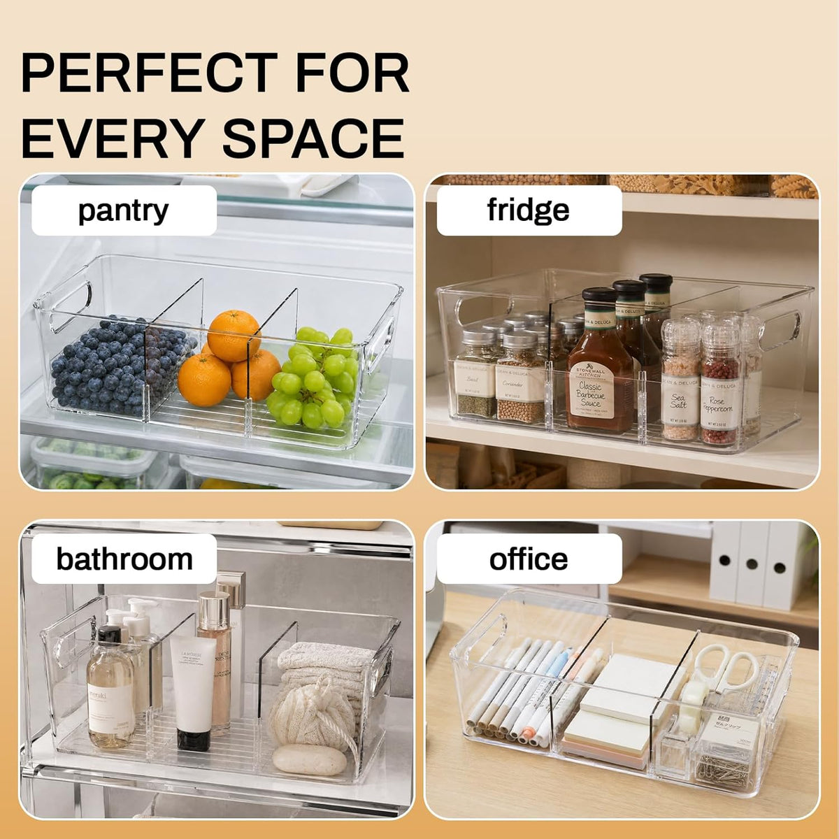8-Pack Pantry Organizers and Storage, Clear Fridge Organizer Bins
