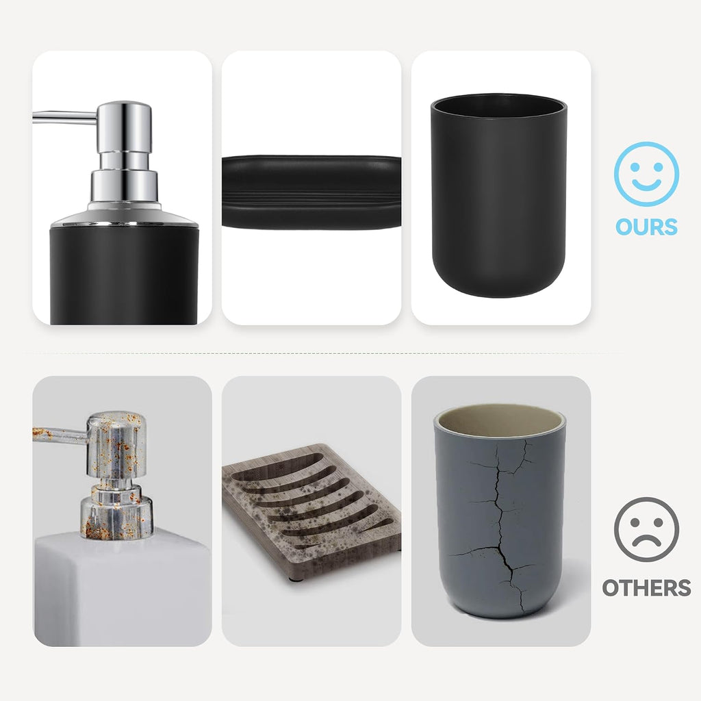 Black Bathroom Accessories Set 4 PCS, Black Bathroom Accessories