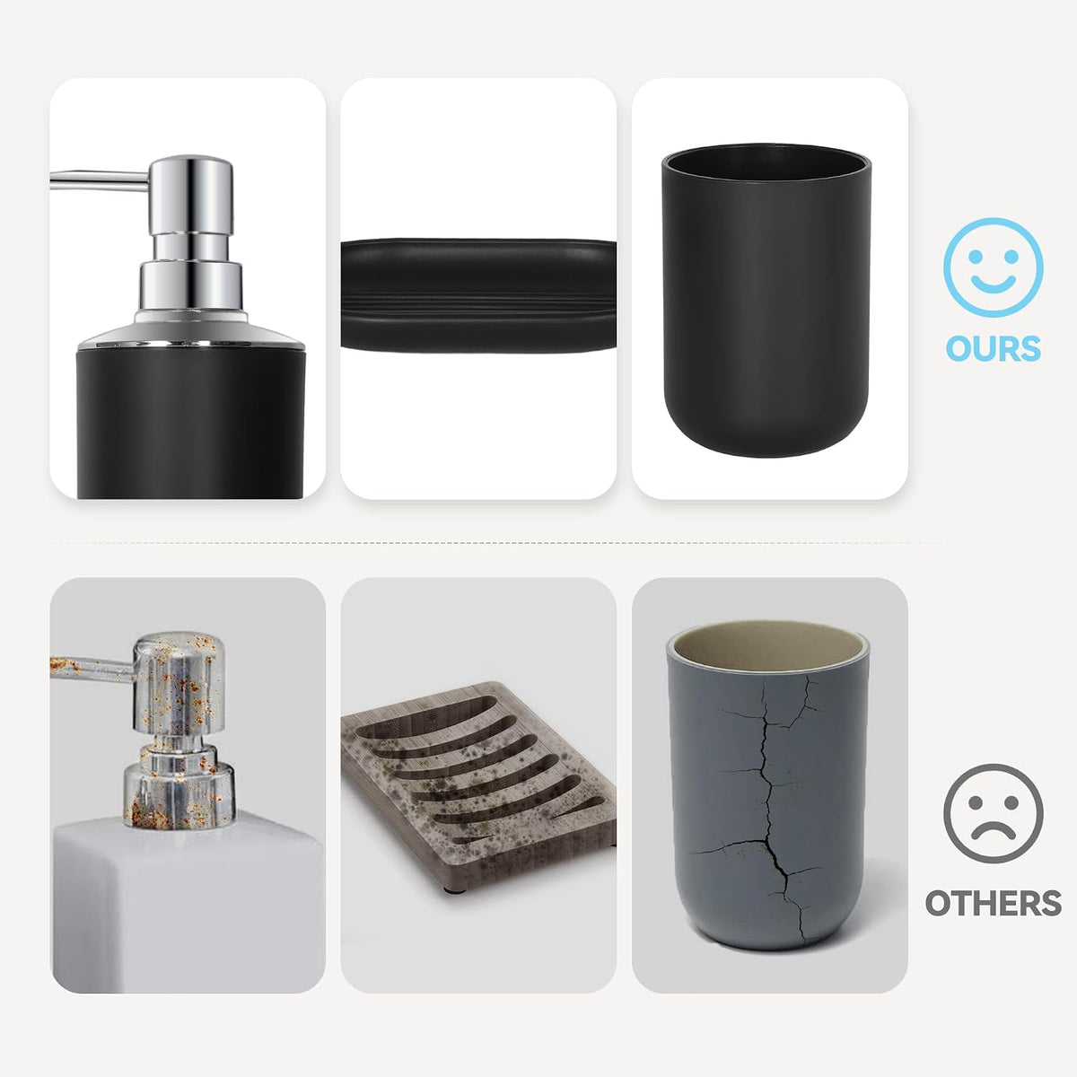 Black Bathroom Accessories Set 4 PCS, Black Bathroom Accessories