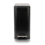 Slim Bathroom Trash Can - Small Garbage Pail with Soft Close Lid & Step Foot Pedal | Narrow Black Metal Waste Basket with Removable Inner Bucket, 2.6 Gallon