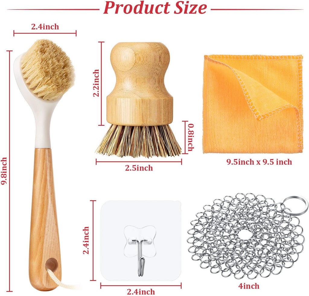 8 Pcs Kitchen Cleaning Set for Dish Cast Iron Pan Grill Skillet Pot Wok