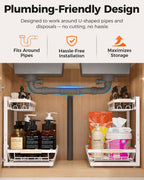 2-Pack Adjustable Height Two-Tier Under-Sink Organizer and Storage Solution