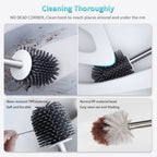 Toilet Brush and Caddy Holder with Silicone Bristles for Efficient Bathroom Cleaning