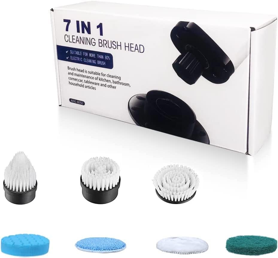 ANS-8050 Electric Spin Scrubber + Extra 7PCS Replacement Brush Heads