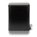 Slim Bathroom Trash Can - Small Garbage Pail with Soft Close Lid & Step Foot Pedal | Narrow Black Metal Waste Basket with Removable Inner Bucket, 2.6 Gallon