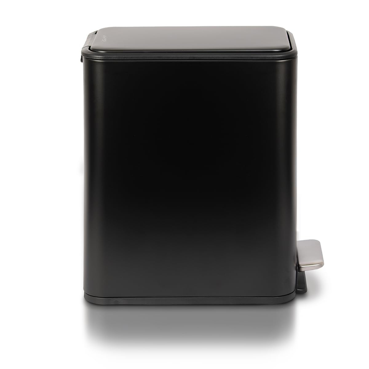 Slim Bathroom Trash Can - Small Garbage Pail with Soft Close Lid & Step Foot Pedal | Narrow Black Metal Waste Basket with Removable Inner Bucket, 2.6 Gallon