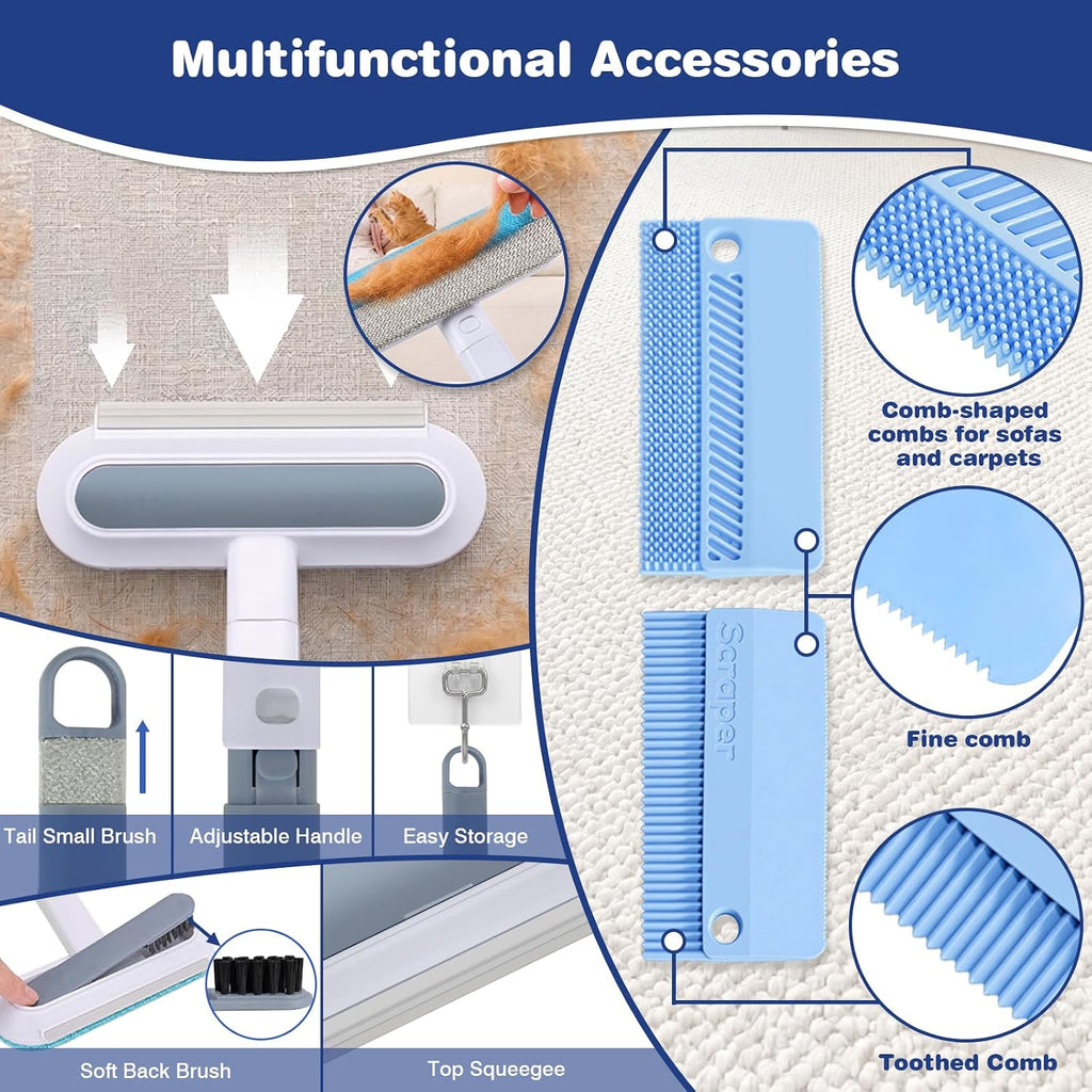 Carpet Rake for Pet Hair Removal: Adjustable 54" Handle No Bending